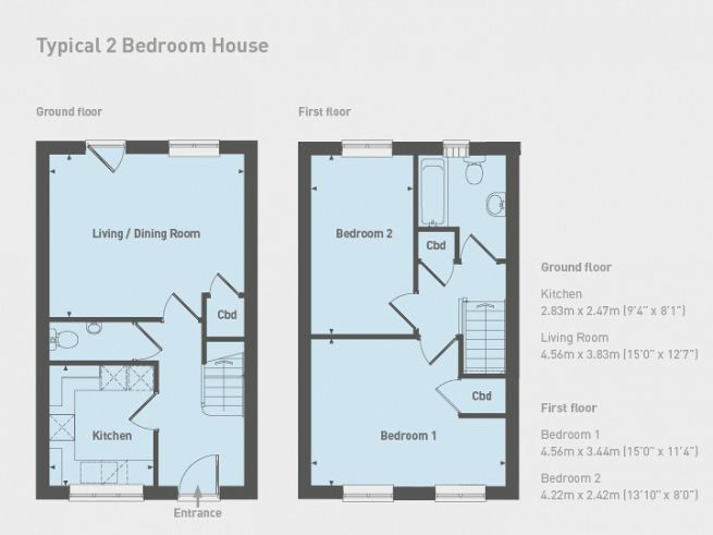 Floor plan 2 bedroom house - artist's impression subject to change